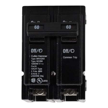 Eaton BR BRH260 60A 2P 120/240V Thermal Magnetic Plug-On Circuit Breaker - Image 3