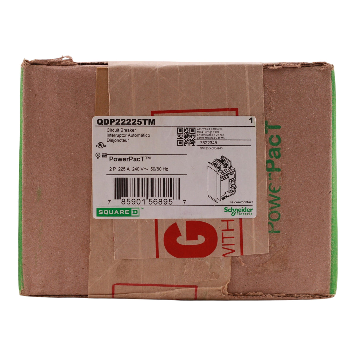 Square D PowerPacT Q, QDP22225TM, 225A, 2P, 240V, 25kA, Stud/Lug, MCCB - Image 3