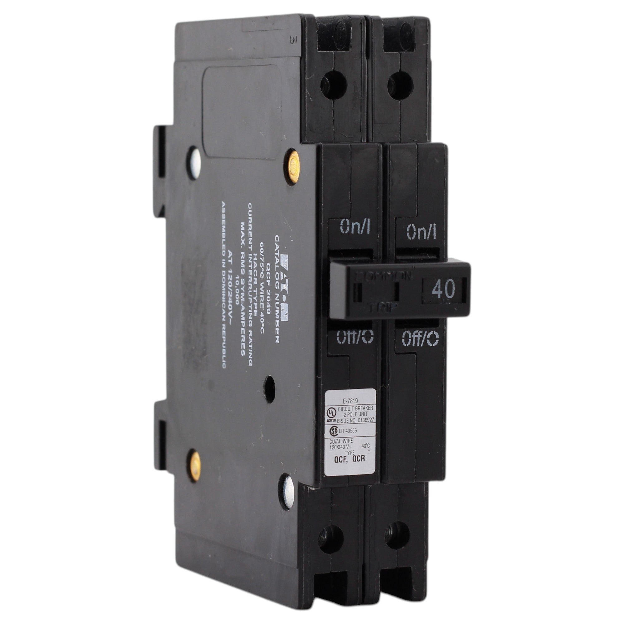 Eaton QCF, QCF2040, 40A, 2P, 120/240V, Thermal Magnetic, Circuit Breaker