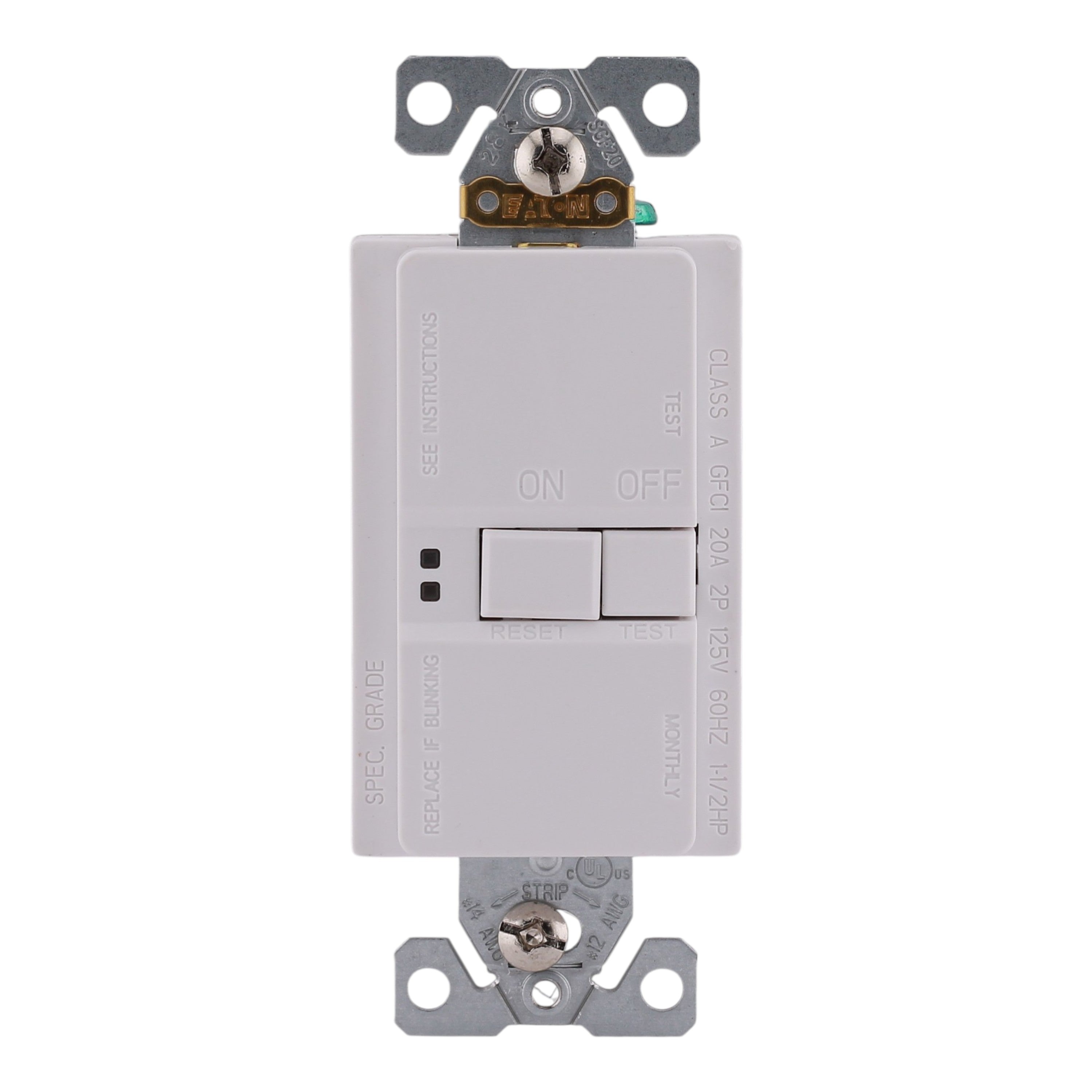 Eaton Arrow Hart, SGFD20W, 20A, 2P, 125V, GFCI, Blankface, Self-Test, Receptacle - Image 4