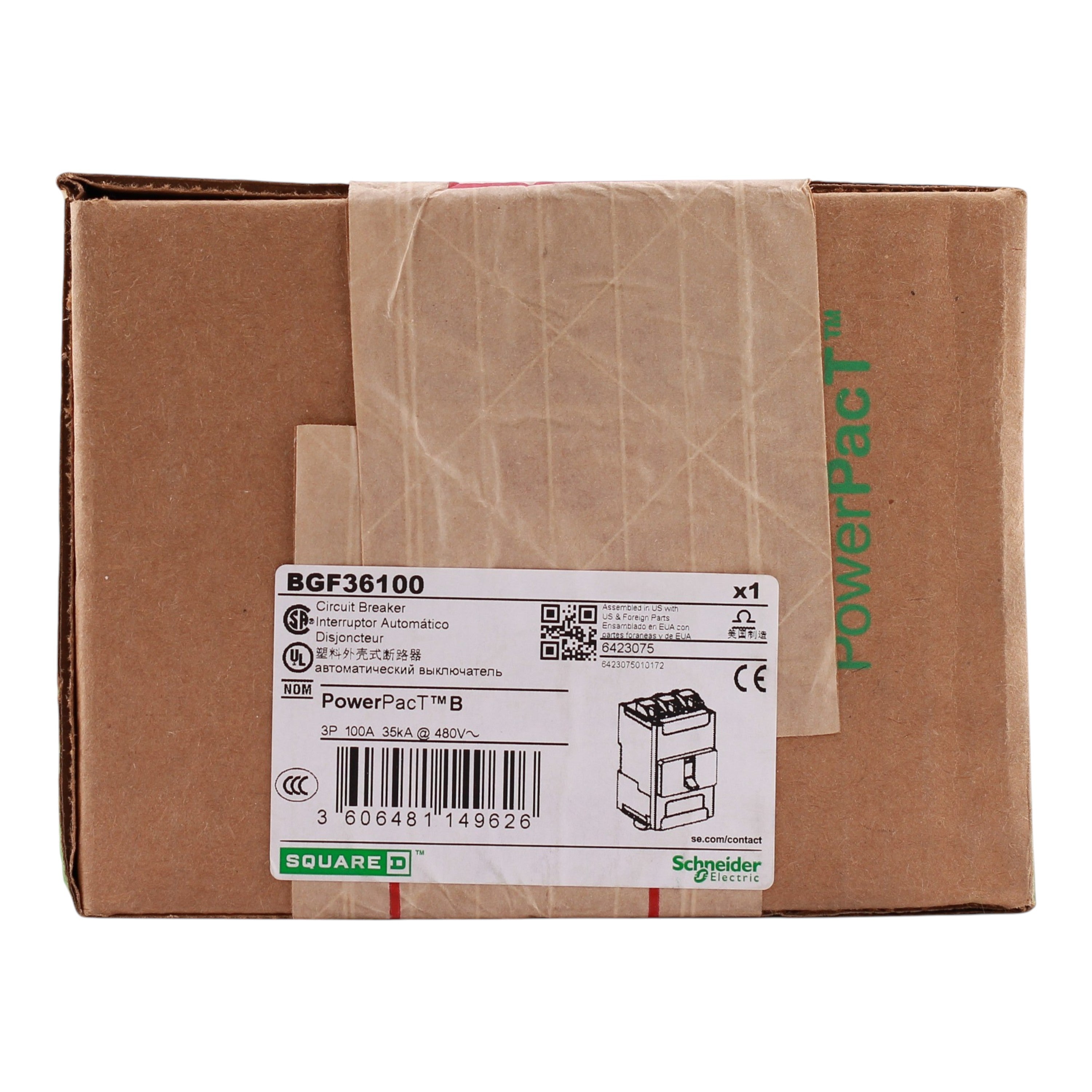 Square D PowerPacT B, BGF36100, 100A, 3P, 600Y/347V, Unit Mount, Circuit Breaker - Image 3