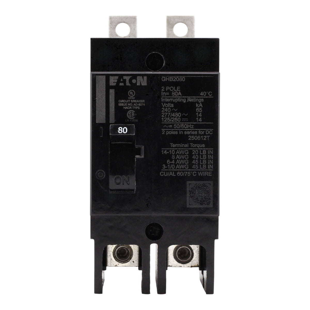 Eaton Series C GHB2080 80A 2P 480Y/277V Fixed Thermal/Magnetic Molded Case Circuit Breaker - Image 4