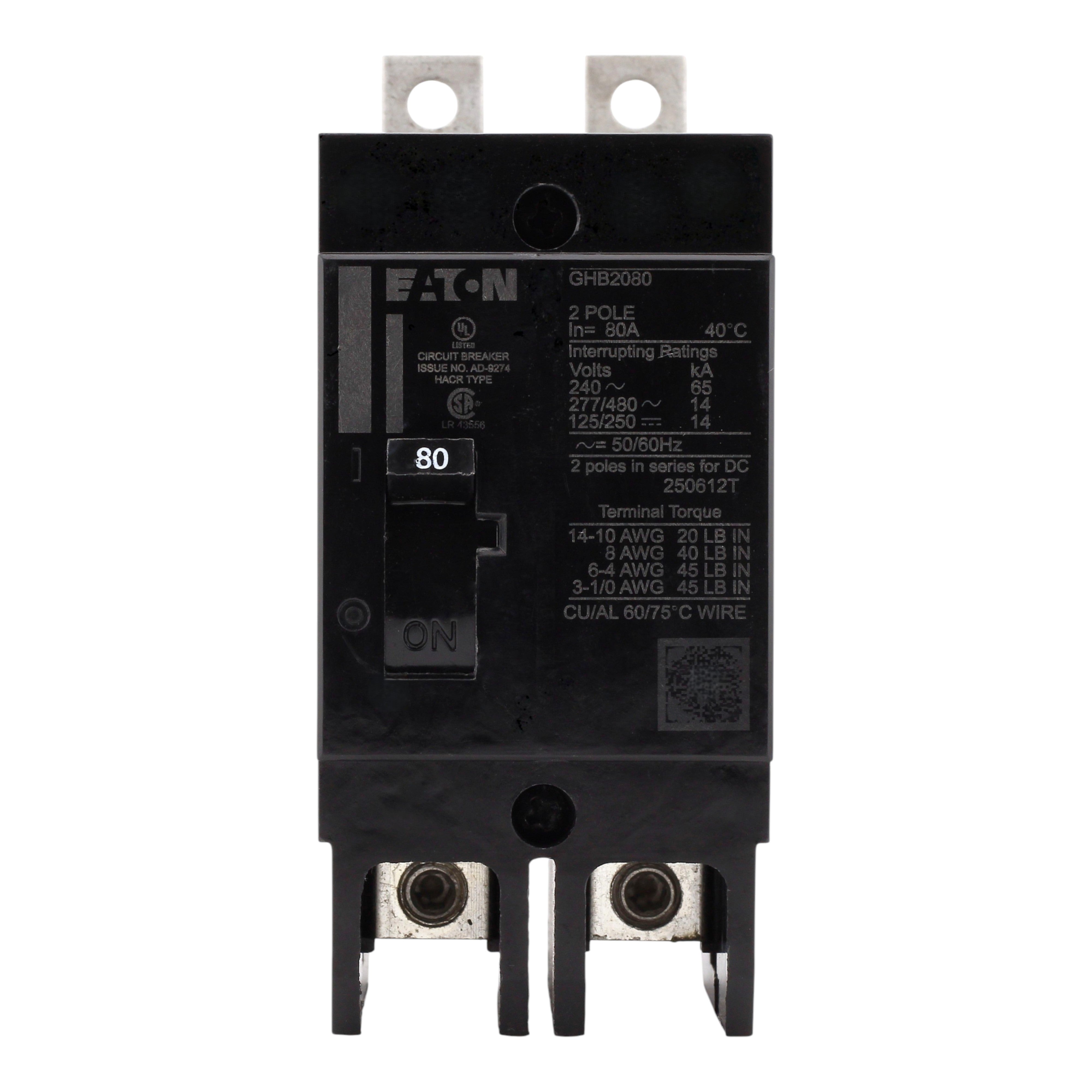 Eaton Series C GHB2080 80A 2P 480Y/277V Fixed Thermal/Magnetic Molded Case Circuit Breaker - Image 4