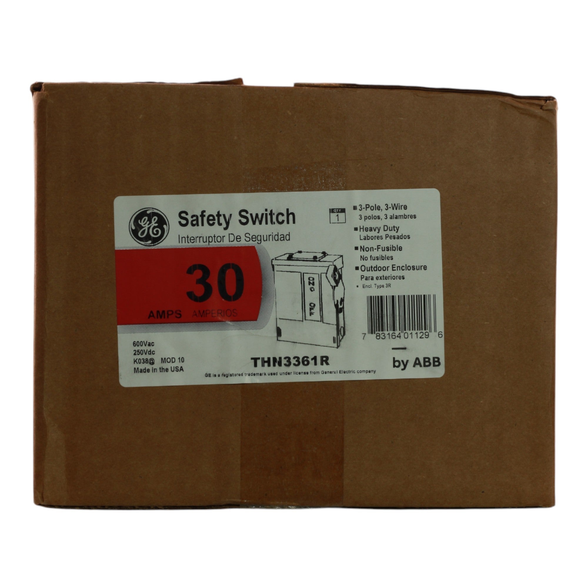 ABB Spec-Setter THN3361R 30A 3P 600V Heavy Duty NEMA 3R Non-Fused Safety Switch - Image 2