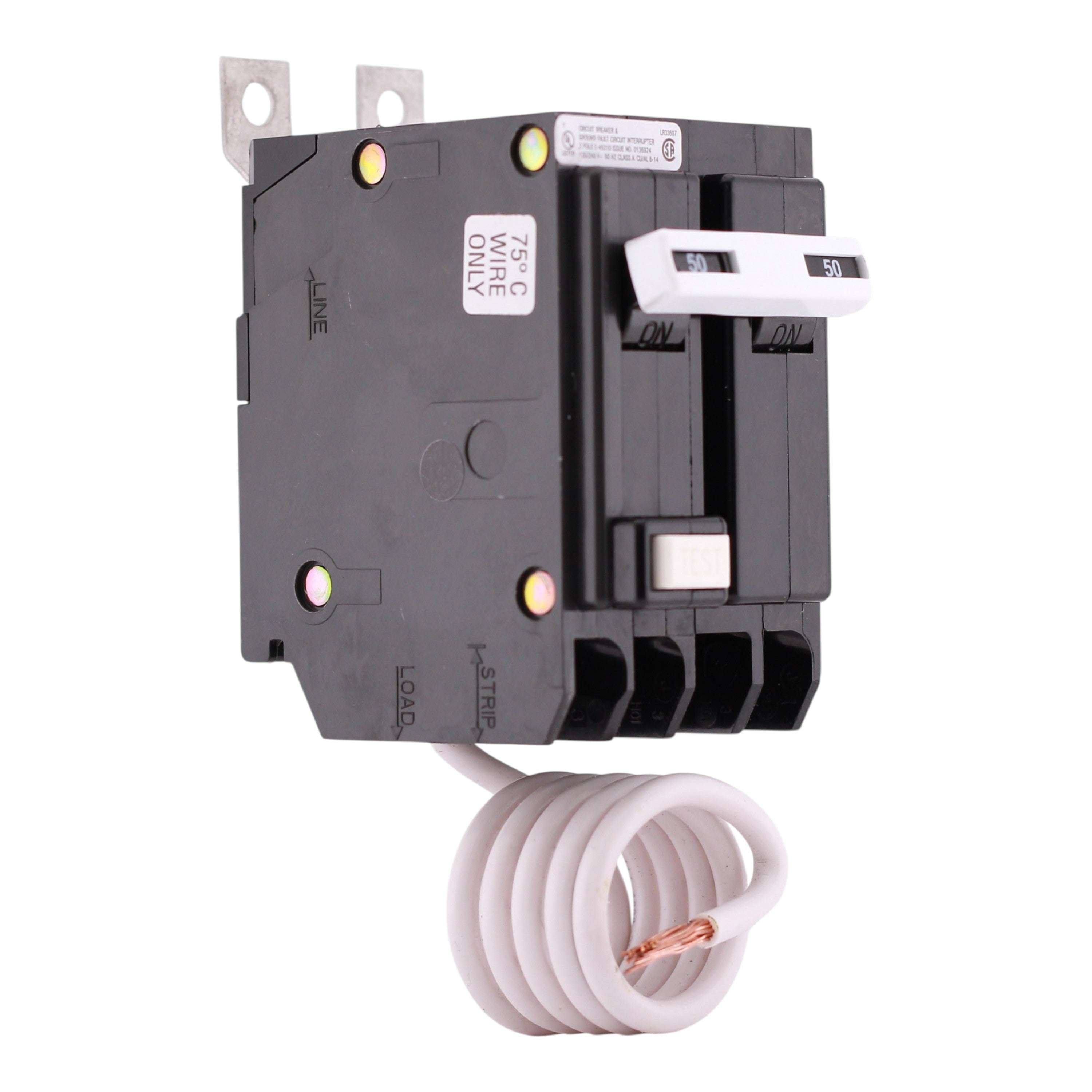 Eaton QBGF, QBGFT2050, 50A, 2P, 120/240V, GFCI, Pigtail Neutral, Circuit Breaker