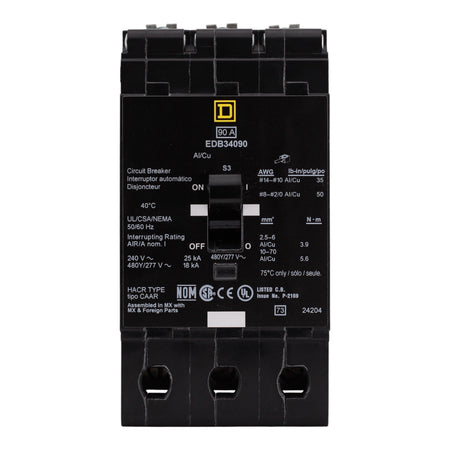 Square D E-Frame, EDB34090, 90A, 3P, 480Y/277V, Bolt-On Circuit Breaker - Image 4