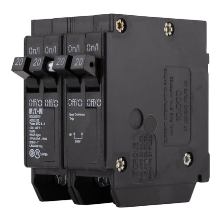 Eaton BR BQ2202120 20A/20A + 20A/20A 4P Quadplex Independent Trip Circuit Breaker - Image 2