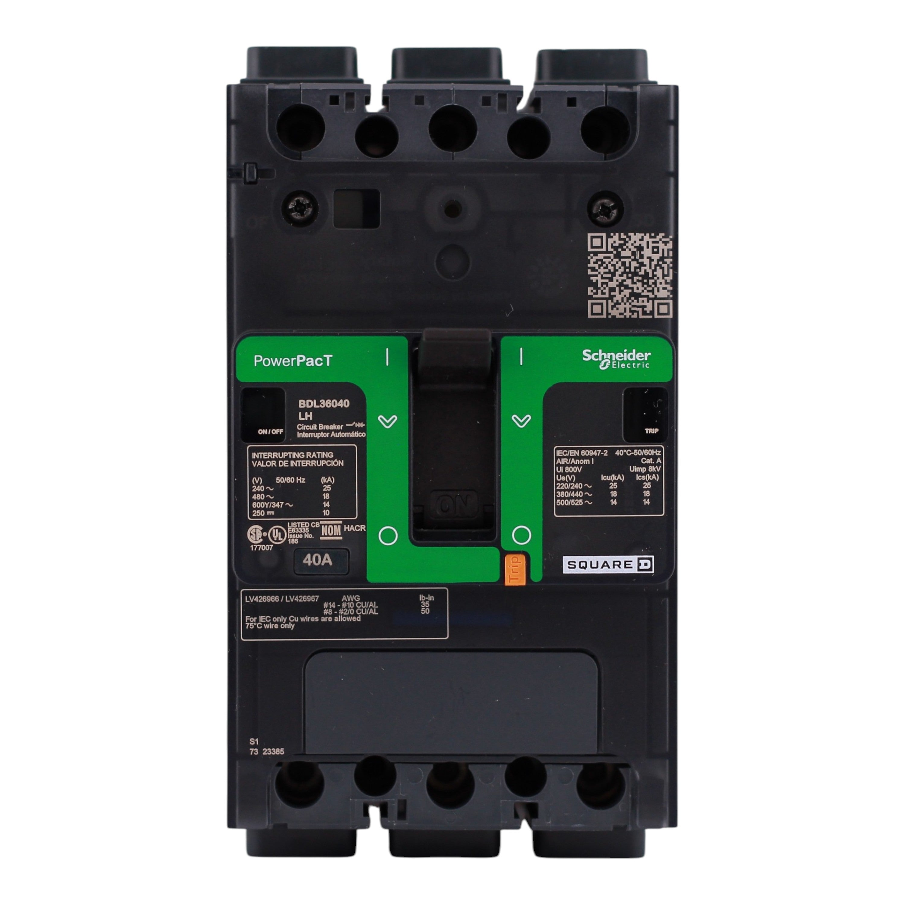 Square D PowerPacT B, BDL36040LH, 40A, 3P, 600Y/347VAC, Aluminum Lugs, Circuit Breaker - Image 4