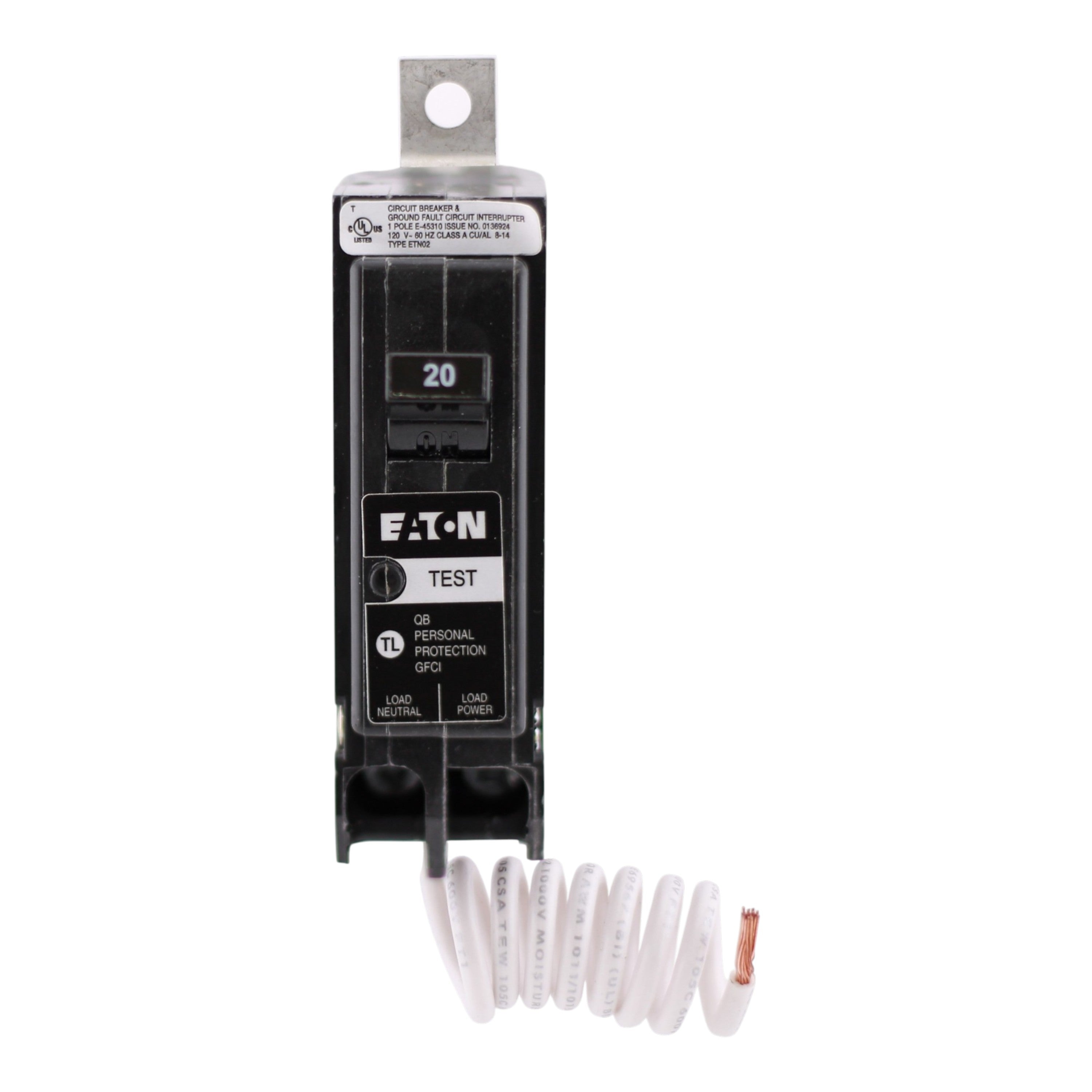 Eaton QB, QBH1020GF, 20A, 1P, 120/240V, GFCI, Bolt-On, Circuit Breaker - Image 4