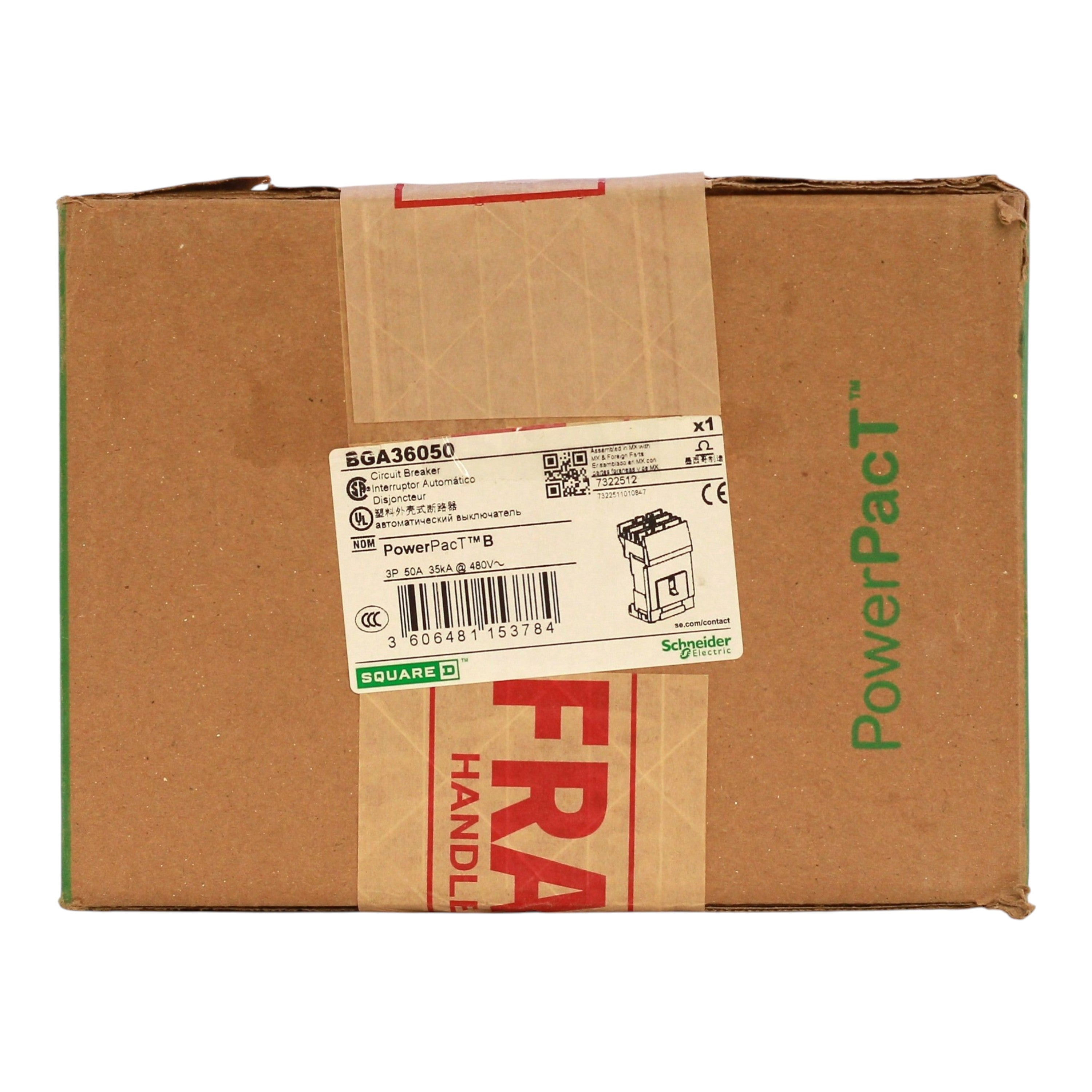 Square D PowerPacT B, BGA36050, 50A, 3P, 600Y/347VAC, 18kA, I-Line, Thermal Magnetic, Circuit Breaker - Image 3