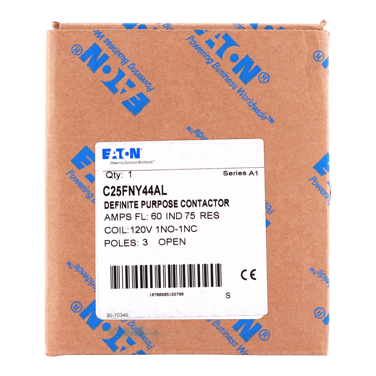 Eaton C25F, C25FNY44AL, 60A, 3-Pole, 110/120V Coil, Definite Purpose Contactor, Open, Metal Plate - Image 4