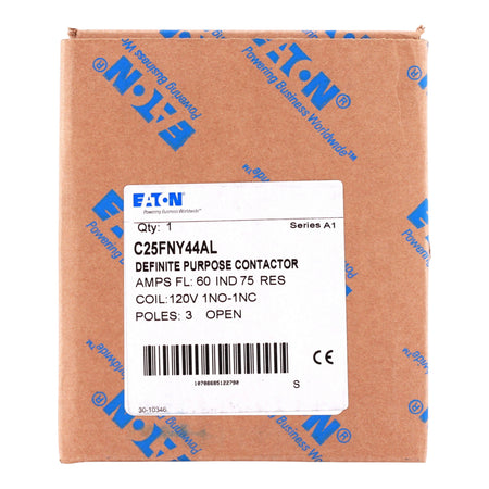 Eaton C25F, C25FNY44AL, 60A, 3-Pole, 110/120V Coil, Definite Purpose Contactor, Open, Metal Plate - Image 4