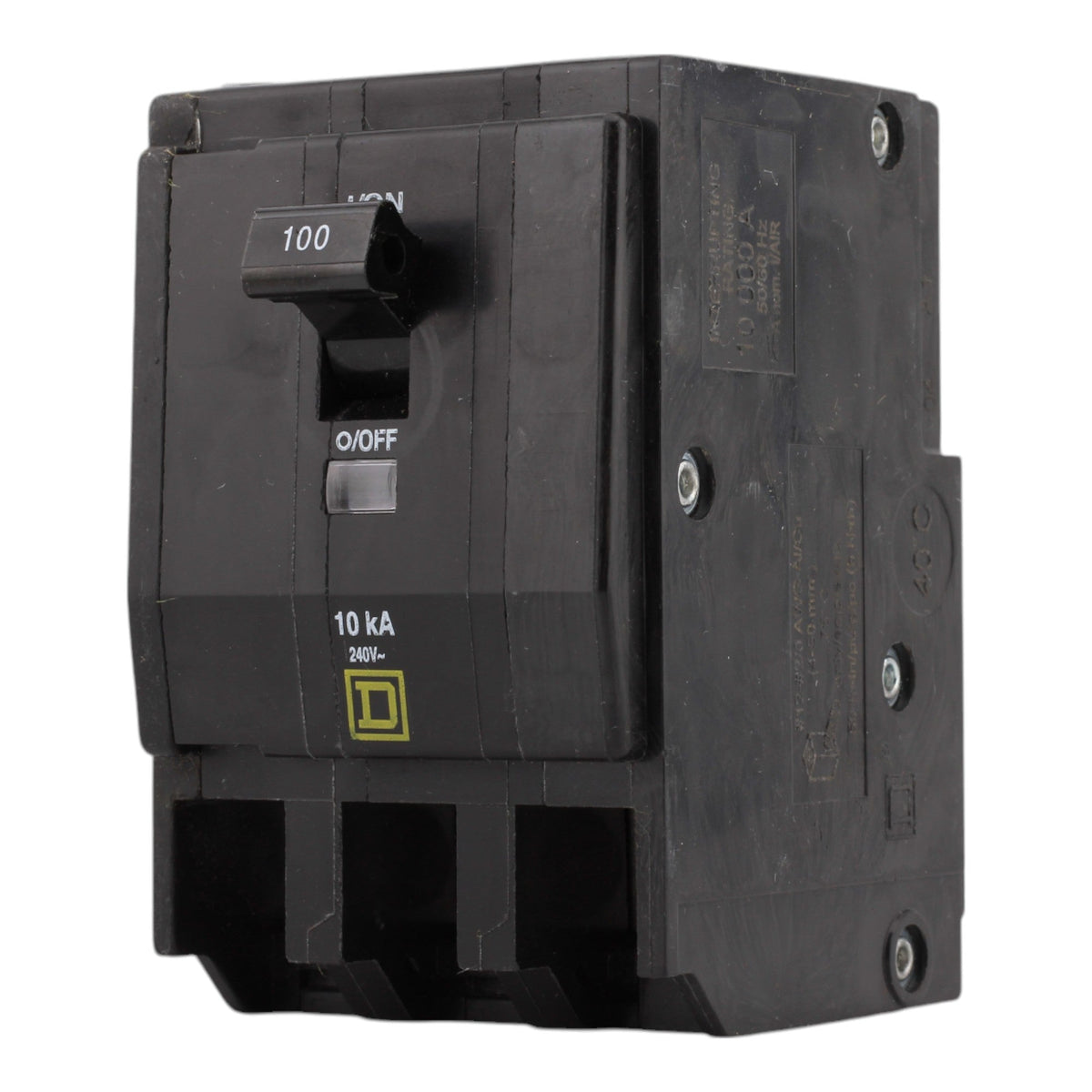 Square D QO3100, 100 Amps, 120/240 Volts, Triple Pole, Miniature Circuit Breaker, Standard Trip, Plug-In Mount, for QO Panels - Image 3