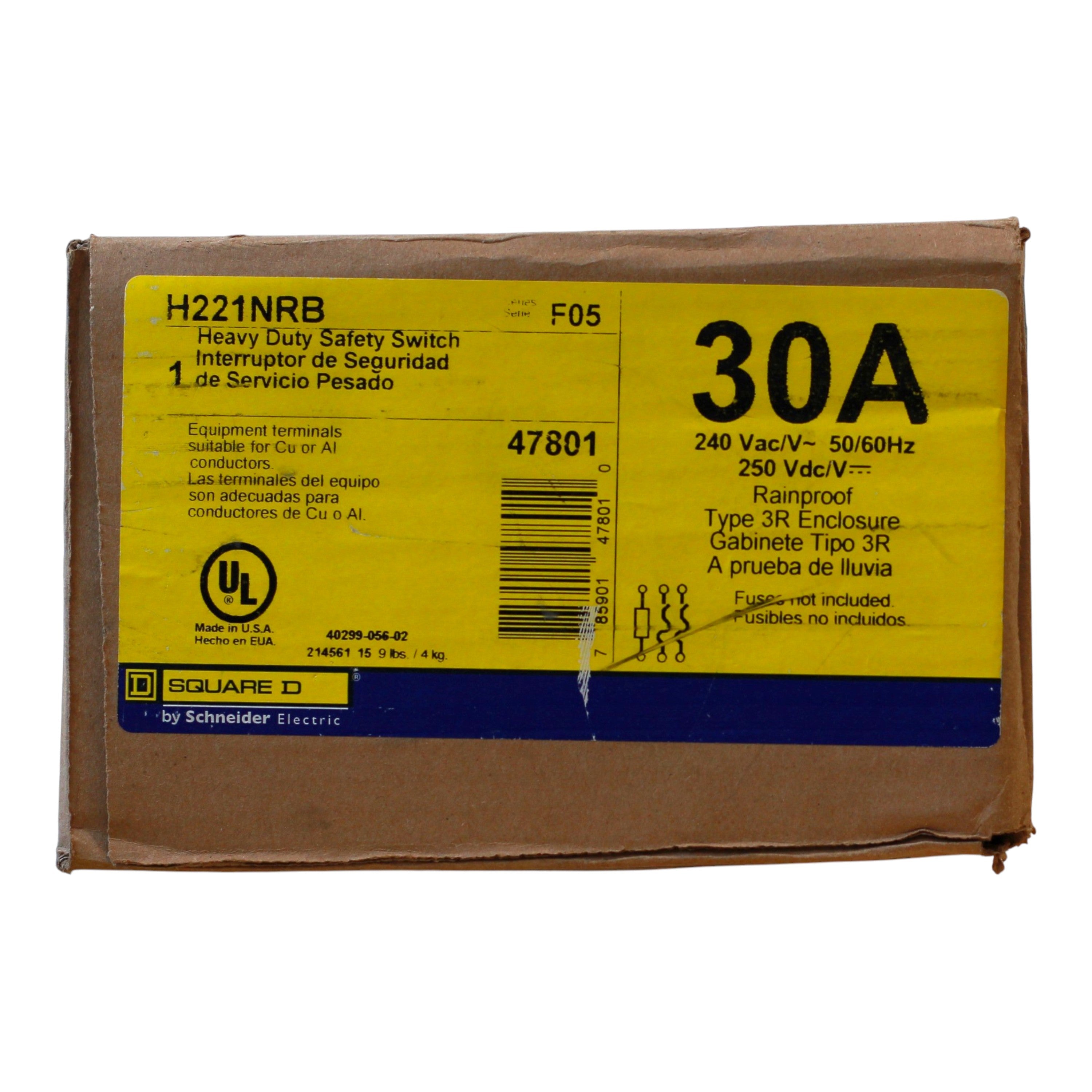 Square D, H221NRB, 30A, 2-Pole, 240VAC/250VDC, NEMA 3R, Heavy Duty Fusible Safety Switch - Image 4