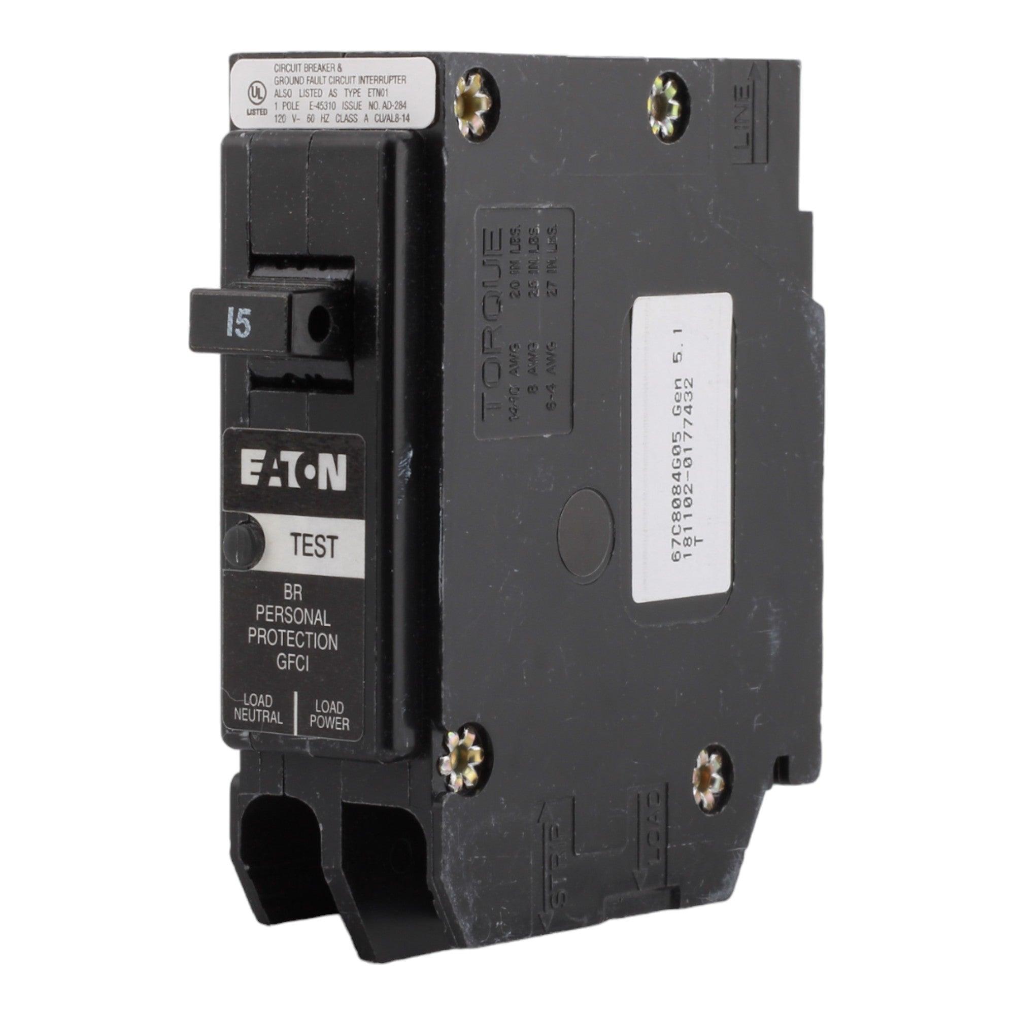 Eaton BR BRP115GF 15A 1P 120V GFCI Plug-On Neutral Circuit Breaker - Image 3