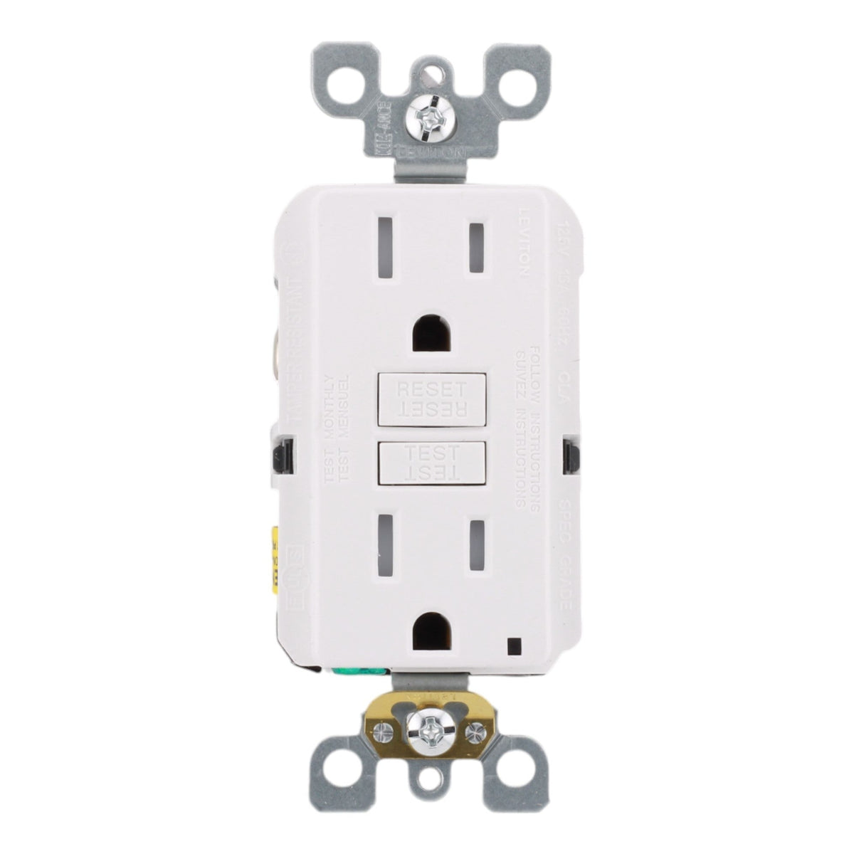 Leviton GFTR1-W 15A 125V Tamper-Resistant Duplex GFCI Receptacle White - Image 2