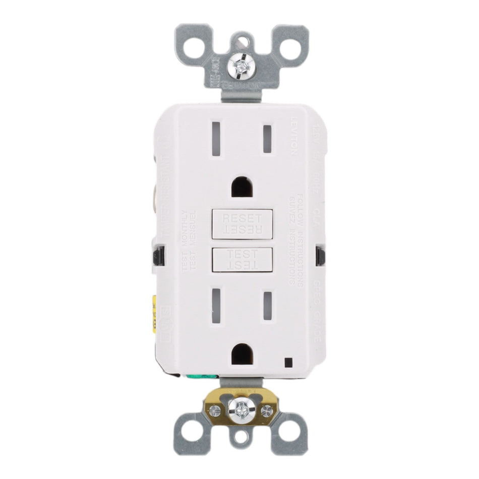 Leviton GFTR1-W 15A 125V Tamper-Resistant Duplex GFCI Receptacle White - Image 2