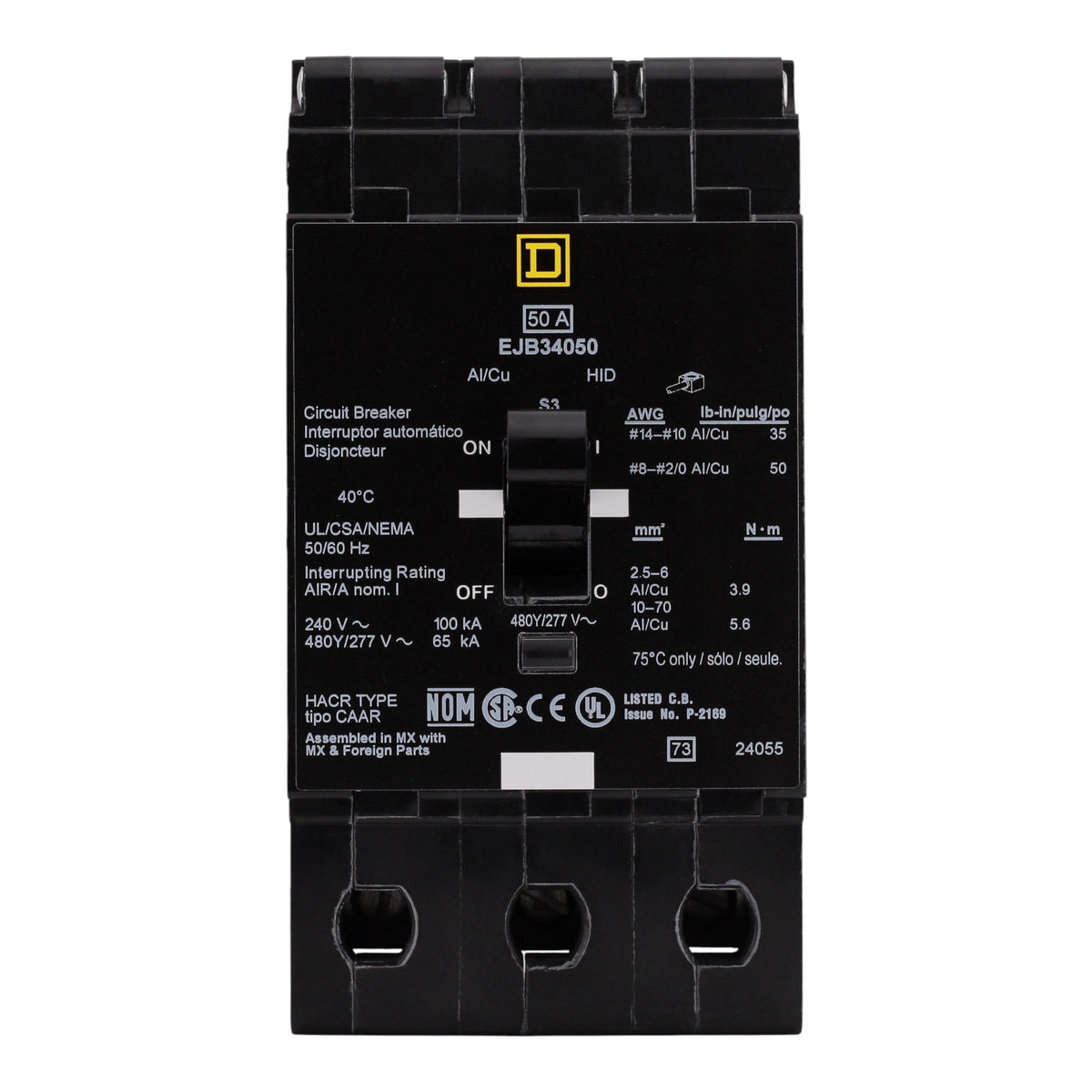 Square D E-Frame, EJB34050, 50A, 3P, 480Y/277V, Bolt-On, Circuit Breaker - Image 4