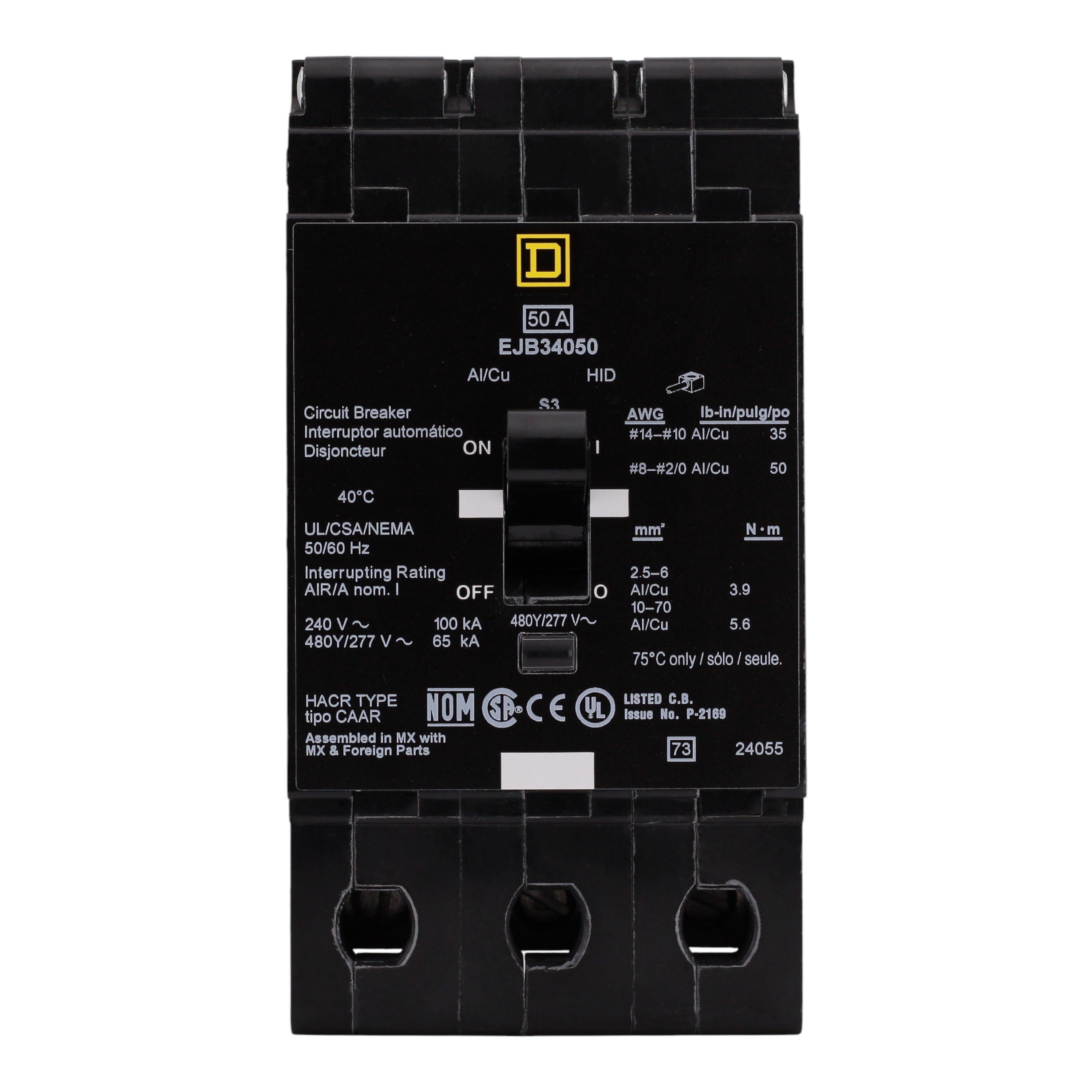 Square D E-Frame, EJB34050, 50A, 3P, 480Y/277V, Bolt-On, Circuit Breaker - Image 4