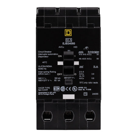 Square D E-Frame, EJB34050, 50A, 3P, 480Y/277V, Bolt-On, Circuit Breaker - Image 4