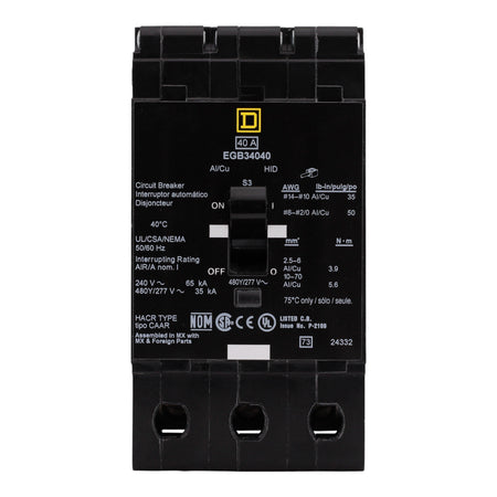 Square D E-Frame, EGB34040, 40A, 3P, 480Y/277V, Bolt-On, Circuit Breaker - Image 4