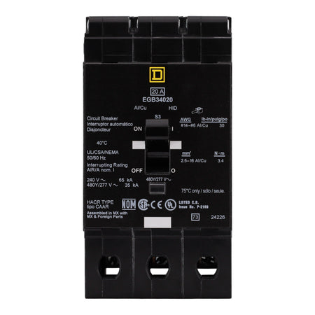 Square D EGB, EGB34020, 20A, 3P, 480Y/277VAC, Bolt-On, Circuit Breaker - Image 4