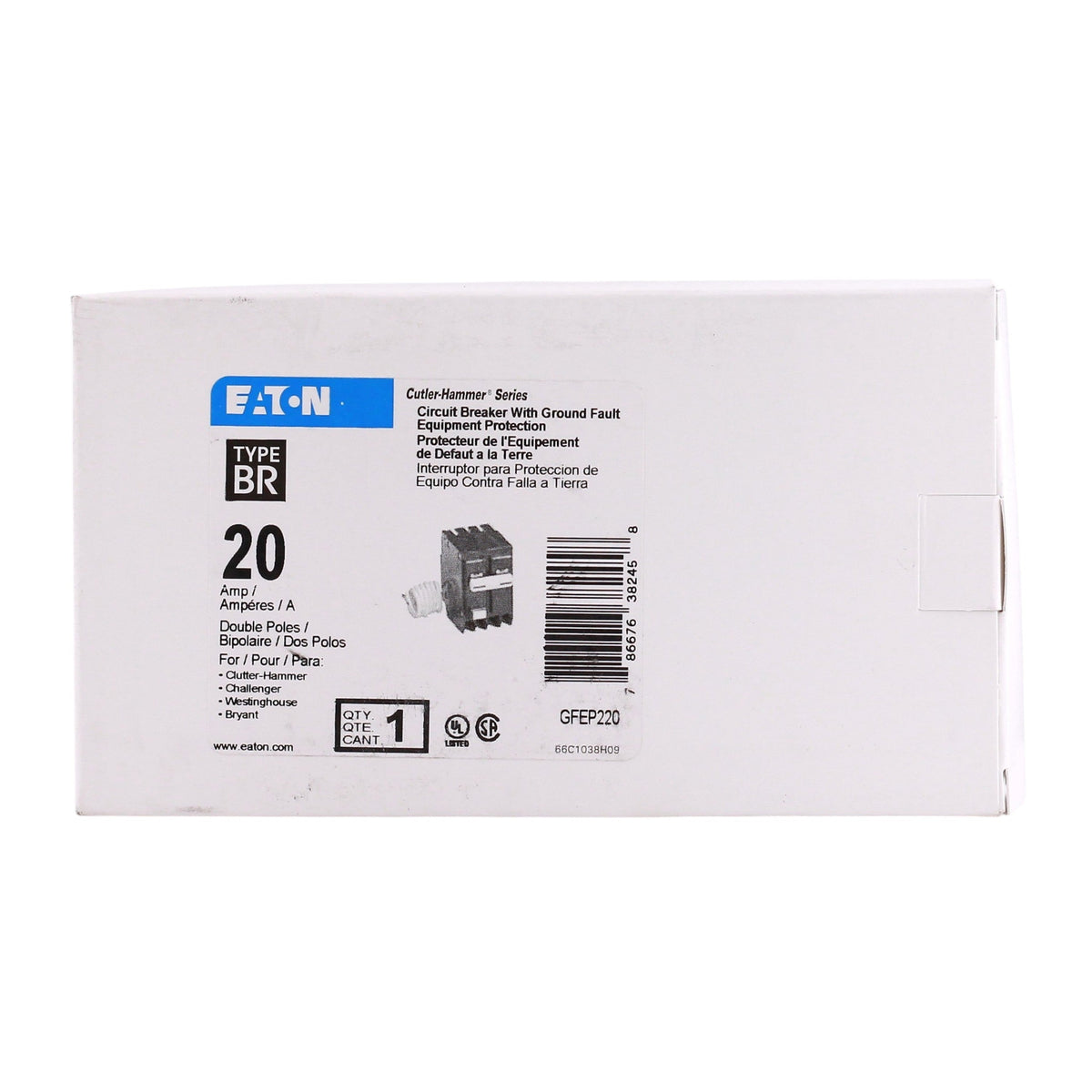 Eaton GFEP, GFEP220, 20A, 2P, 120/240V, GFCI, Pigtail Neutral, Circuit Breaker - Image 3