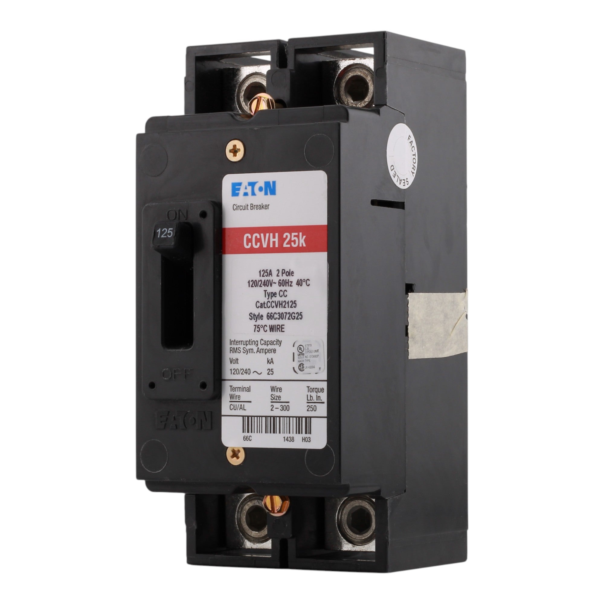Eaton Type CCV CCVH2125 125A 2P 120/240V Tenant Main Circuit Breaker - Image 3