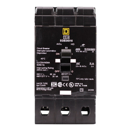 Square D E-Frame, EGB34015, 15A, 3P, 480Y/277V, Thermal-Magnetic, Bolt-On, Circuit Breaker - Image 4