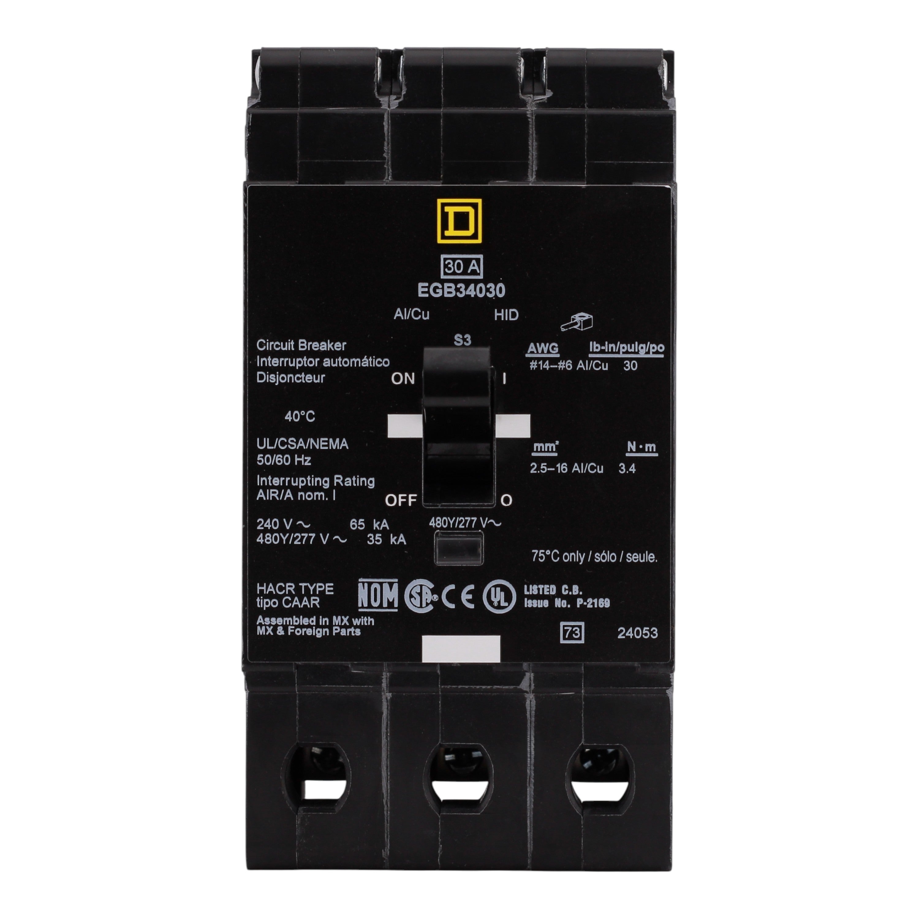 Square D E-Frame, EGB34030, 30A, 3P, 480Y/277V, Bolt-On, Circuit Breaker - Image 4