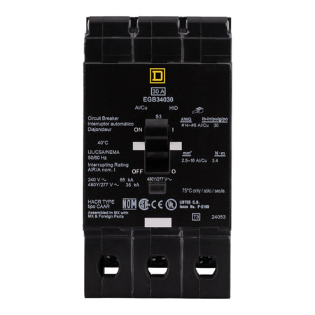 Square D E-Frame, EGB34030, 30A, 3P, 480Y/277V, Bolt-On, Circuit Breaker - Image 4