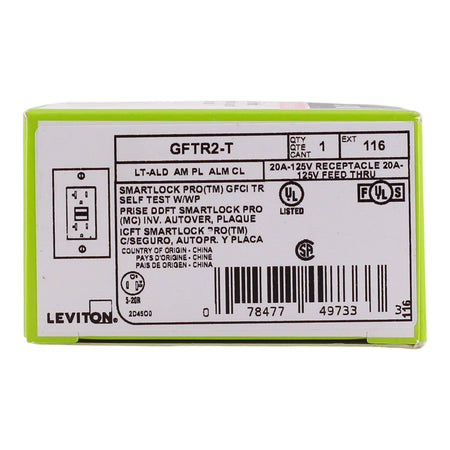 Leviton SmartlockPro, GFTR2-T, 20A, 2P, 125V, Slim GFCI, Tamper-Resistant, Outlet - Image 5
