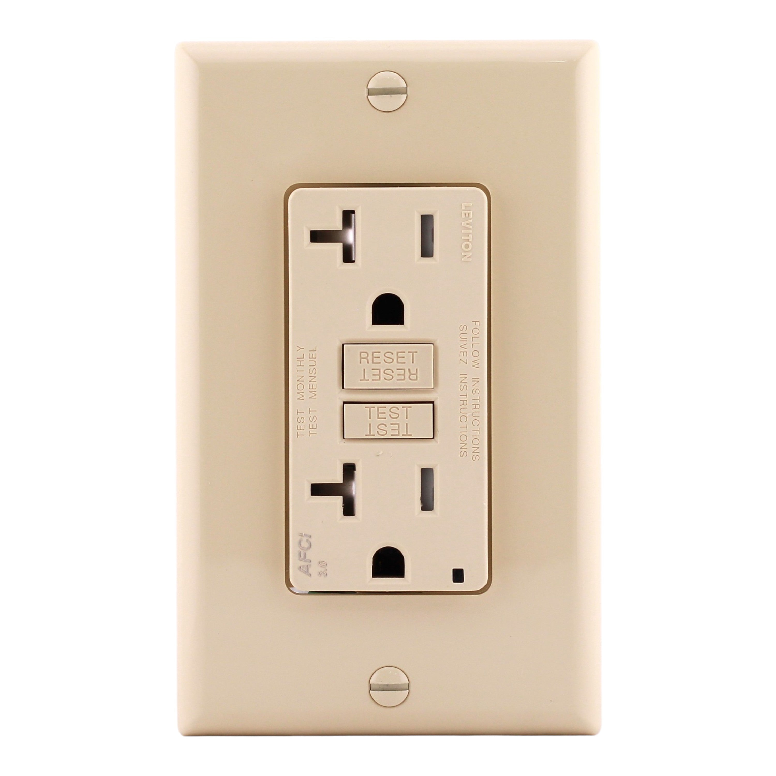Leviton SmartlockPro, AFTR2-I, 20A, 125V, NEMA 5-20R, Tamper-Resistant, AFCI Outlet, Ivory - Image 3