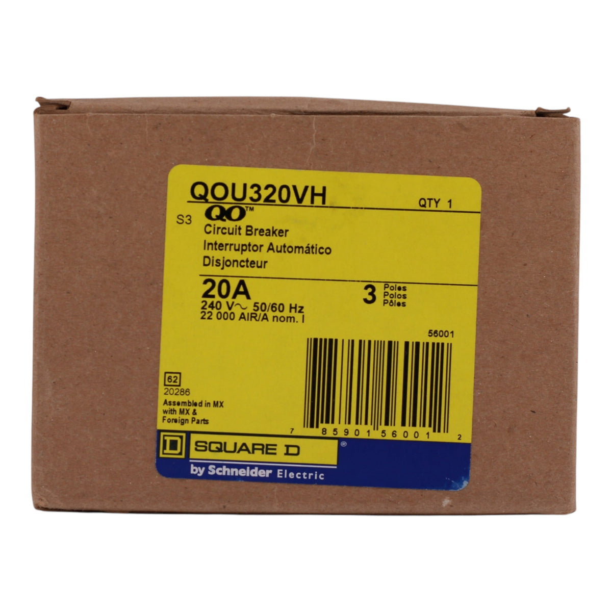 Square D QOU, QOU320VH, 20A, 3P, 240V, 22kA, Circuit Breaker - Image 3