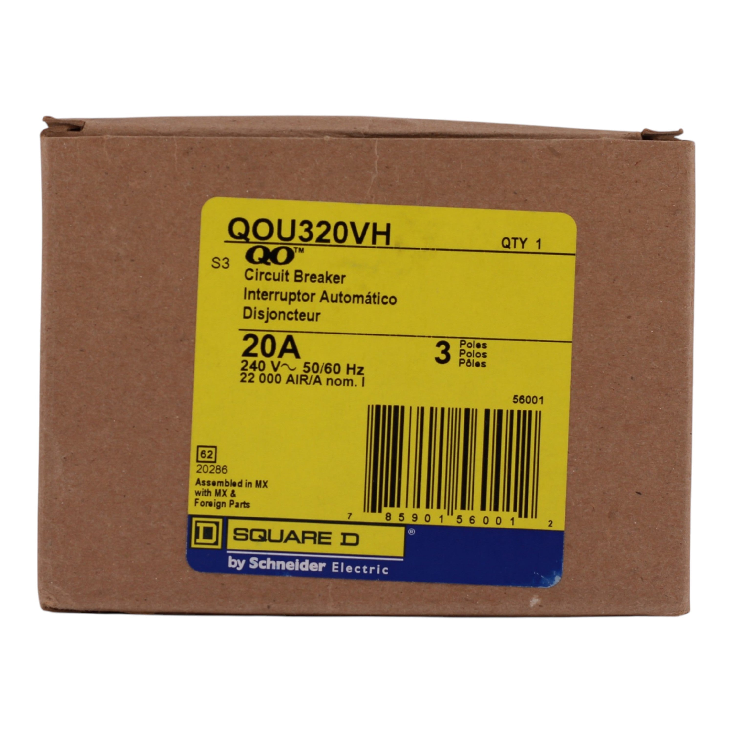 Square D QOU, QOU320VH, 20A, 3P, 240V, 22kA, Circuit Breaker - Image 3