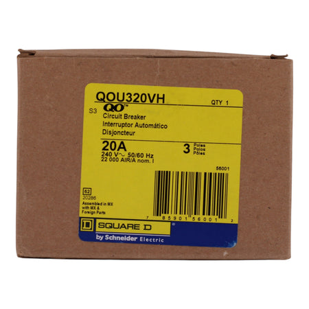 Square D QOU, QOU320VH, 20A, 3P, 240V, 22kA, Circuit Breaker - Image 3