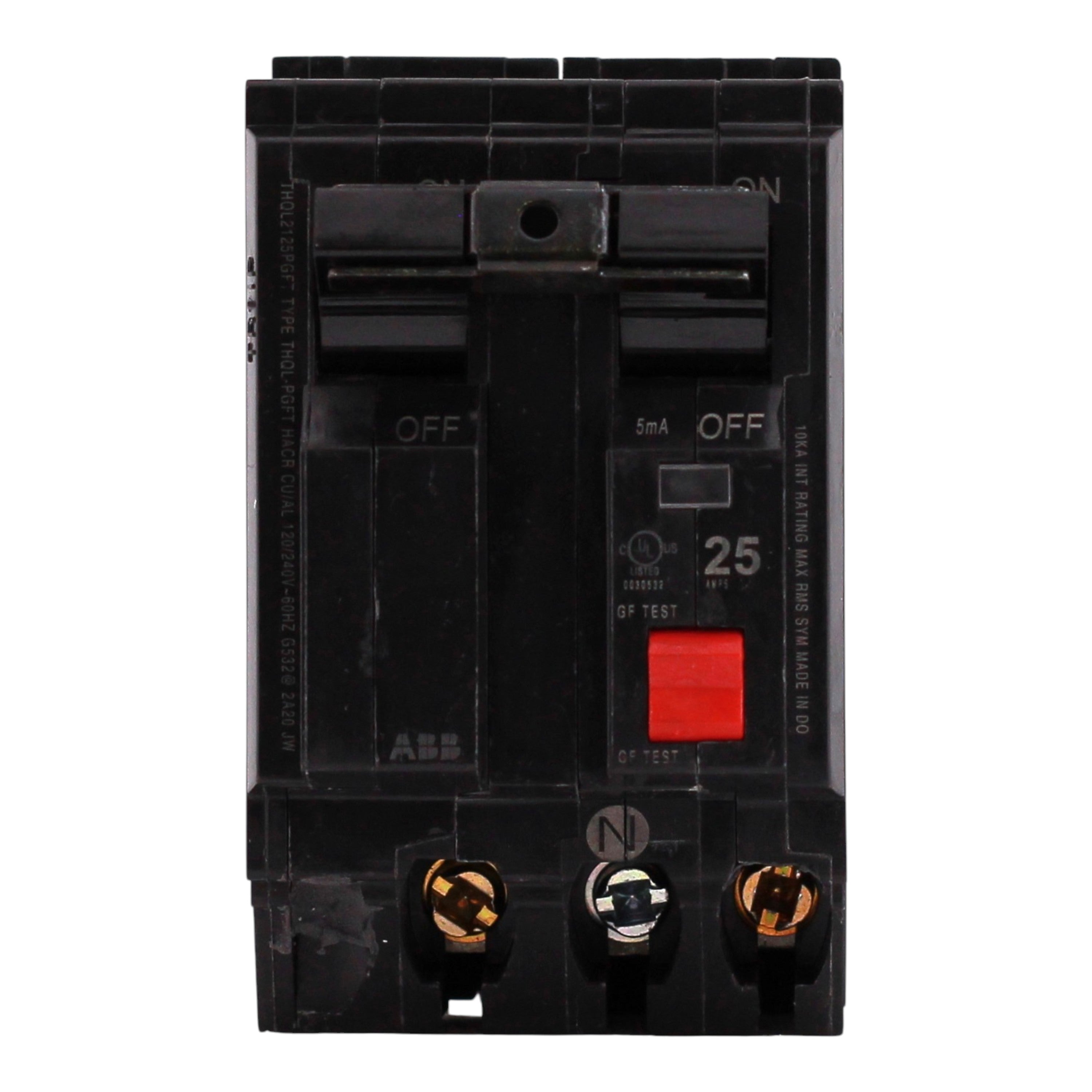 ABB Q-Line, THQL2125PGFT, 25A, 2P, 120/240V, GFCI, Plug-On Neutral, Circuit Breaker - Image 4