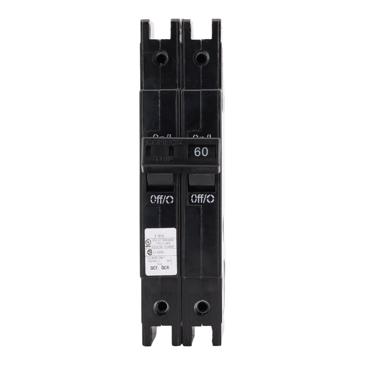 Eaton Quicklag QCF2060 60A 2P 120/240V Thermal-Magnetic Cable-In/Cable-Out Circuit Breaker - Image 4
