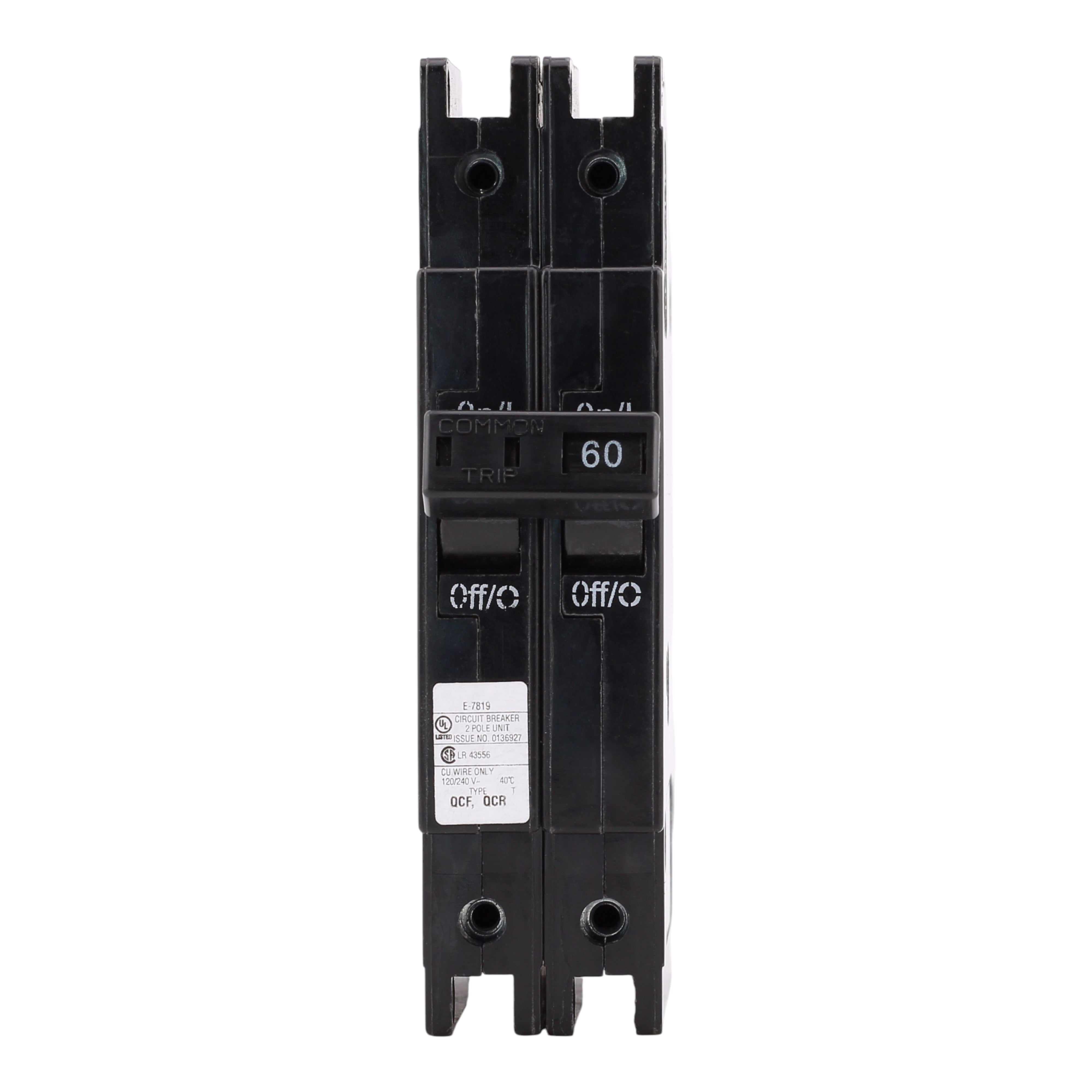 Eaton Quicklag QCF2060 60A 2P 120/240V Thermal-Magnetic Cable-In/Cable-Out Circuit Breaker - Image 4