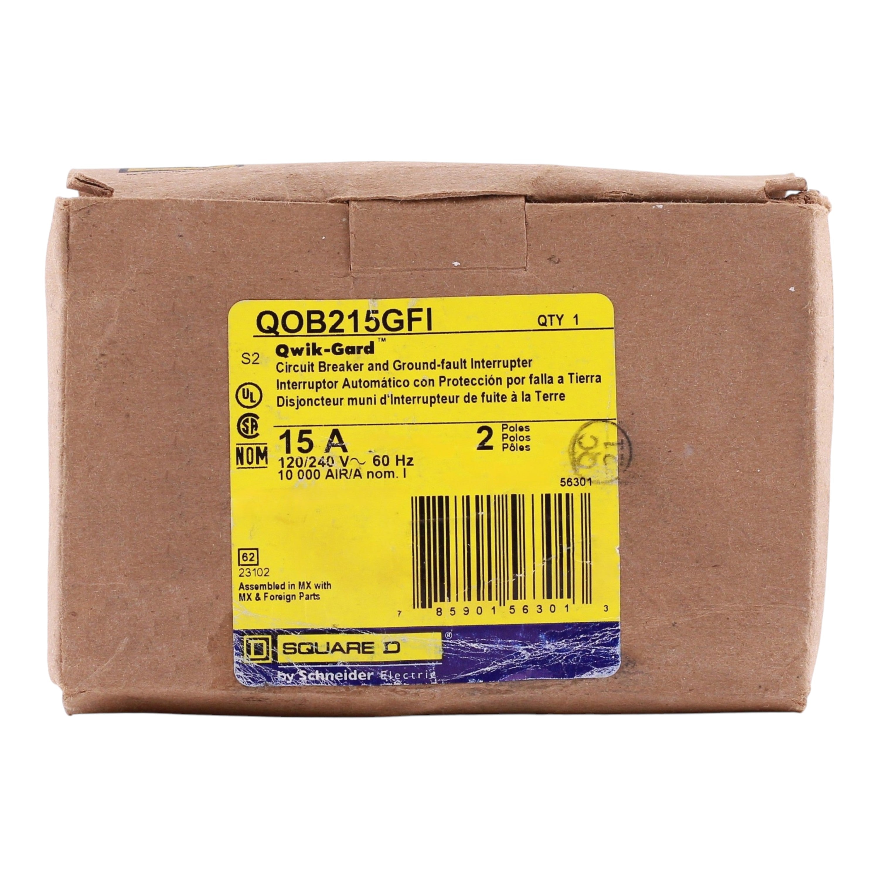 Square D QO, QOB215GFI, 15A, 2P, 120/240V, GFCI, Pigtail Neutral, Circuit Breaker - Image 3