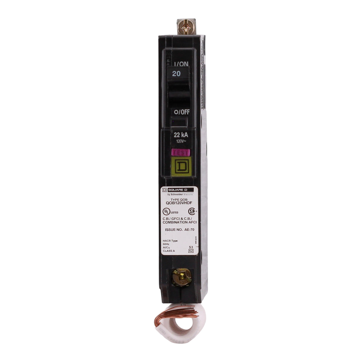 Square D QO, QOB120VHDF, 20A, 1P, 120V, Dual Function AFCI/GFCI, Pigtail Neutral, Circuit Breaker - Image 4