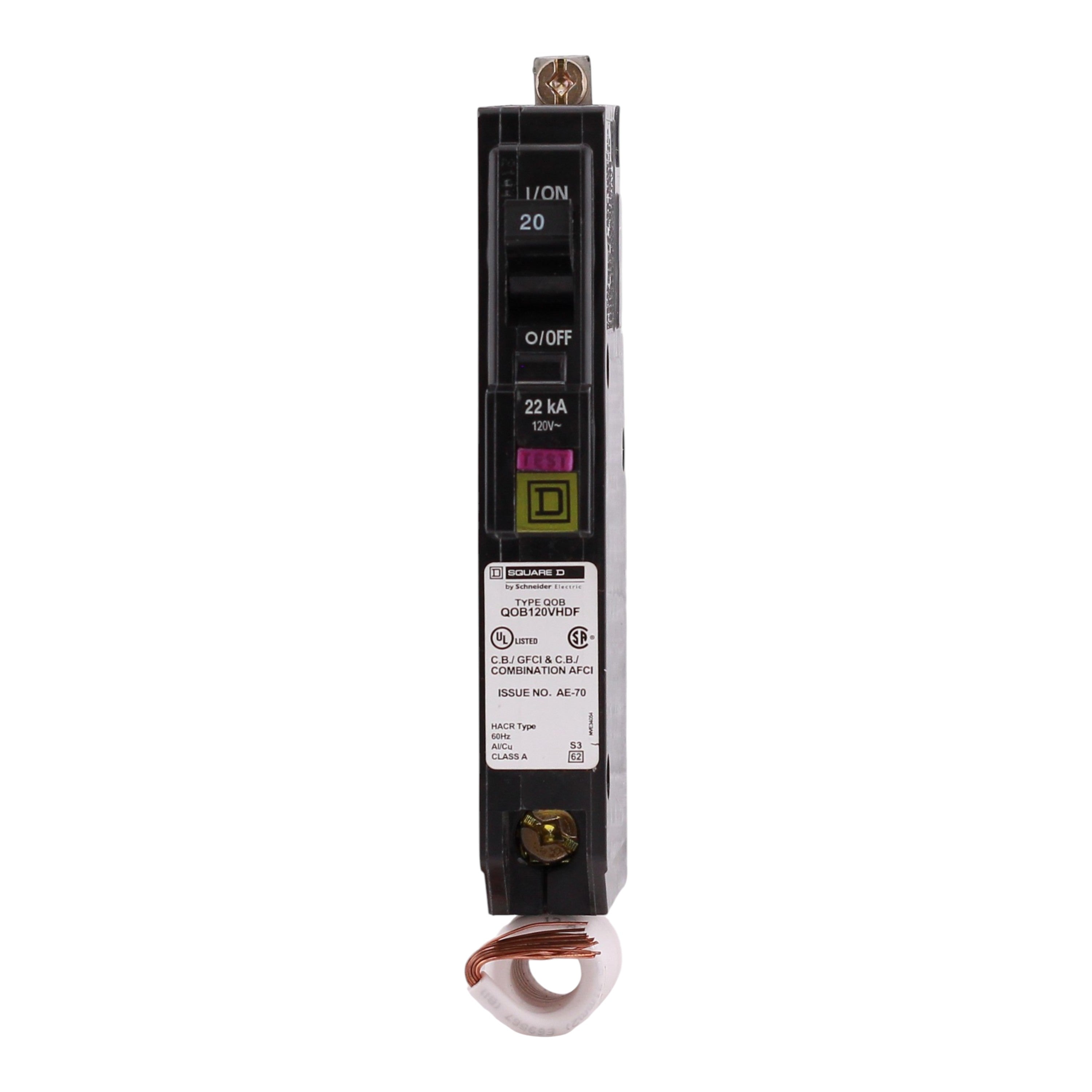 Square D QO, QOB120VHDF, 20A, 1P, 120V, Dual Function AFCI/GFCI, Pigtail Neutral, Circuit Breaker - Image 4