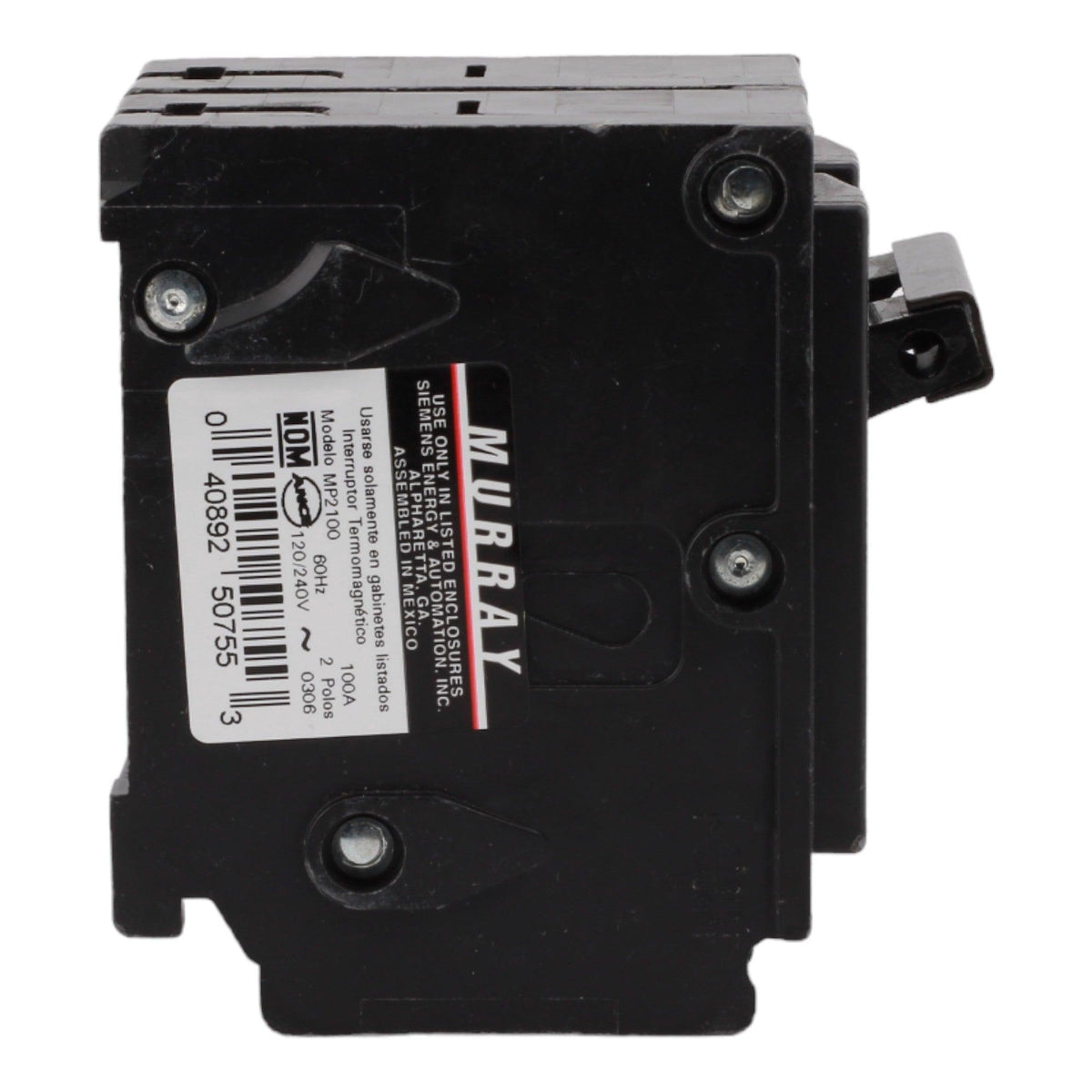Murray MP2100 100 Amp Double Pole Main Circuit Breaker - 120/240V, Plug-On, UL Listed - Image 4