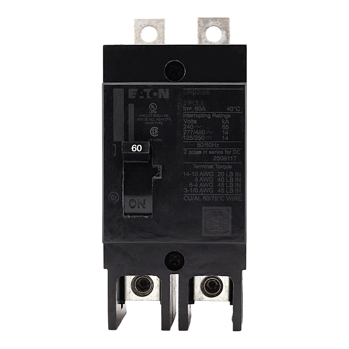 Eaton Series C GHB2060 60A 2P 480Y/277V Molded Case Circuit Breaker - Image 4