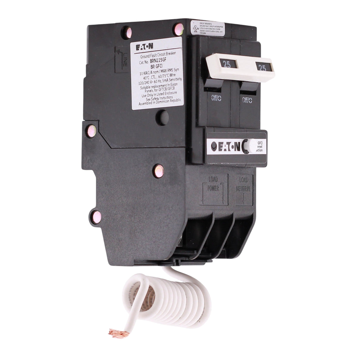 Eaton BR, BRN225GF, 25A, 2P, 120/240V, GFCI, Pigtail Neutral, Circuit Breaker - Image 4