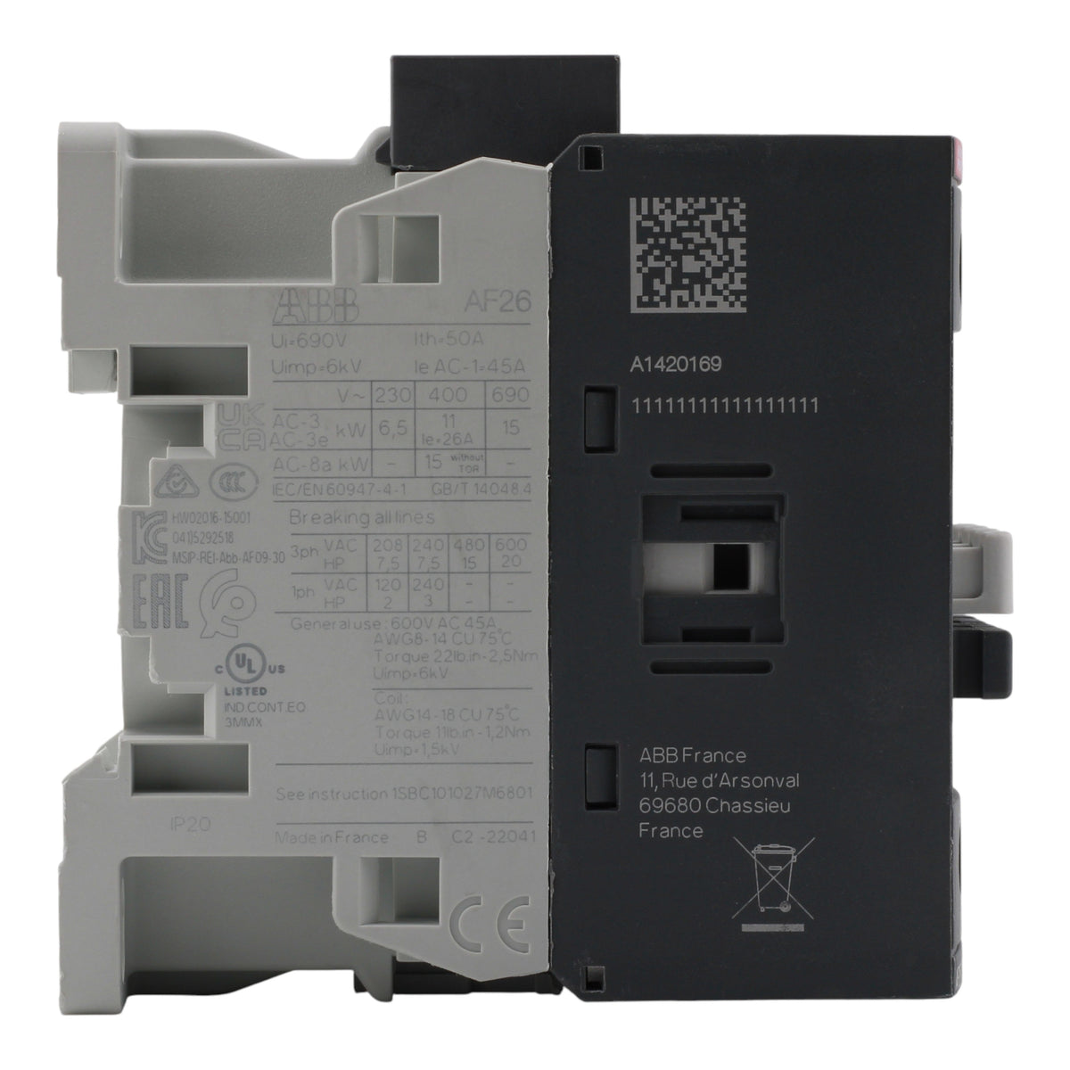 ABB AF26-30-00-11 26A 3P 690V Contactor - Image 4
