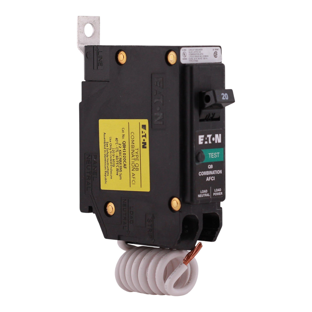 Eaton QBHCAF, QBH1020CAF, 20A, 1P, 120/240V, CAFCI, Pigtail Neutral, Bolt-On, Circuit Breaker - Image 4