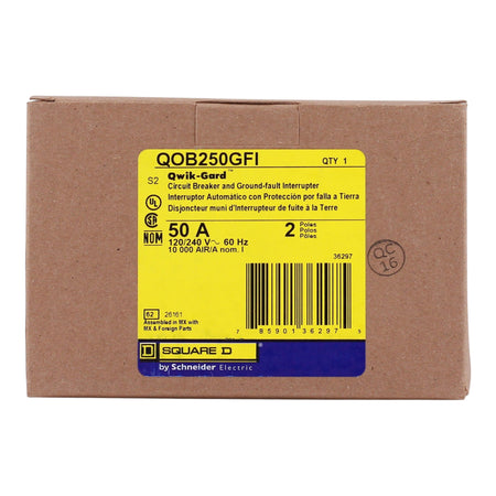 Square D QO, QOB250GFI, 50A, 2P, 120/240V, GFCI, Pigtail Neutral, Circuit Breaker - Image 3