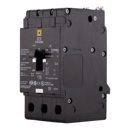 Square D E-Frame, EDB34080, 80A, 3P, 480Y/277VAC, 25kA, Bolt-On, Thermal Magnetic, Circuit Breaker - Image 4