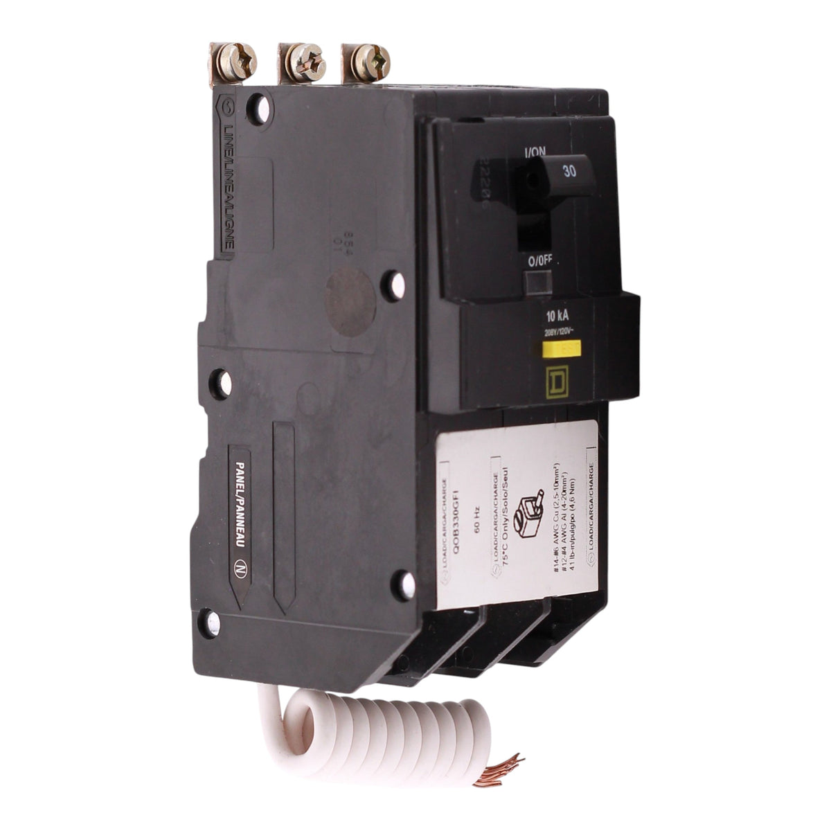 Square D QOB330GFI 30 Amp 3 Pole Circuit Breaker, GFCI Protection, 208Y/120V, Bolt-On, UL Listed - Image 4
